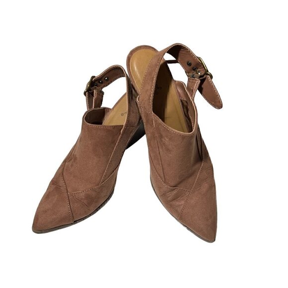 Qupid Nava Women's Slingback Pointed Toe Western Mules Brown Mocha Mauve Size 8 - Picture 12 of 16